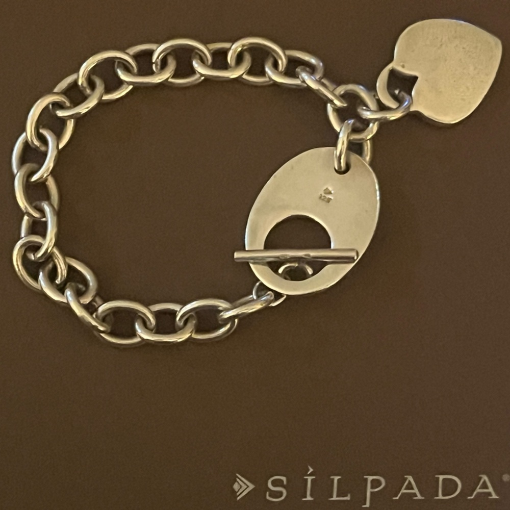 Silpada Silver Heart Charm Bracelet